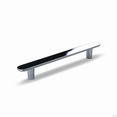 Cesano 128 länglicher Möbelgriff, Metall, Silber, Chrom, poliert