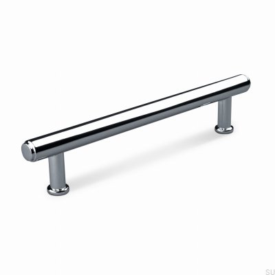 Matera 128 länglicher Möbelgriff, Metall, Silber, Chrom, poliert