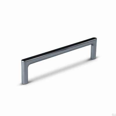 Torino 128 länglicher Möbelgriff, Aluminium, Silber, Chrom, poliert