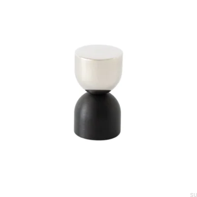 Kokeshi Mix 1832 Möbelknopf aus poliertem Stahl mit schwarzem Aluminium