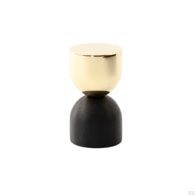 Kokeshi Mix 1832 Möbelknopf, Messing poliert, unlackiert mit schwarzem Aluminium