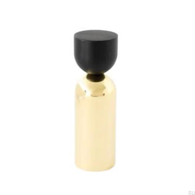 Kokeshi Mix 1856 Wandaufhänger, schwarzes Aluminium mit poliertem, unlackiertem Messing