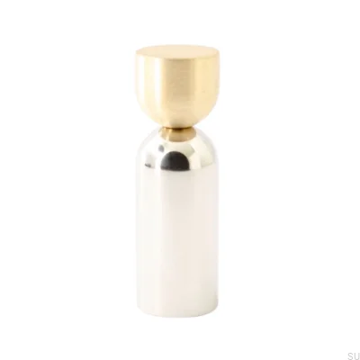 Kokeshi Mix 1856 Wandaufhänger, gebürstetes Messing, unlackiert mit poliertem Stahl