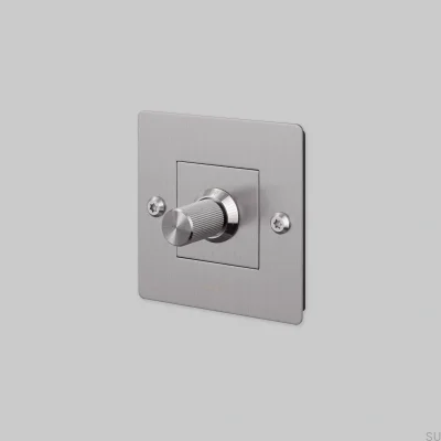 Dimmer mit Schalter und Logo, LED-Linear 1G, 250 W, Stahl, Silber, Europäischer Standard