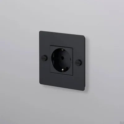 Einzelsteckdose ohne Logo Typ F Kreuz 1G Stahl Schwarz Europäischer Standard