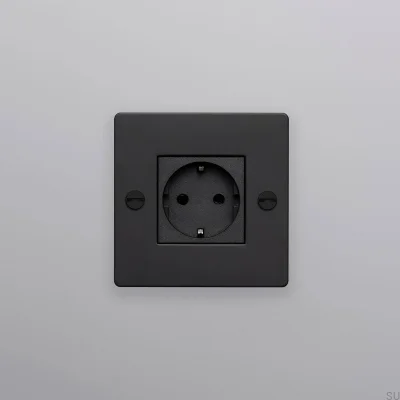 Einzelsteckdose ohne Logo Typ F Kreuz 1G Stahl Schwarz Europäischer Standard