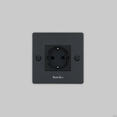 Einzelsteckdose mit Logo Typ F Linear 1G Stahl Schwarz Europäischer Standard