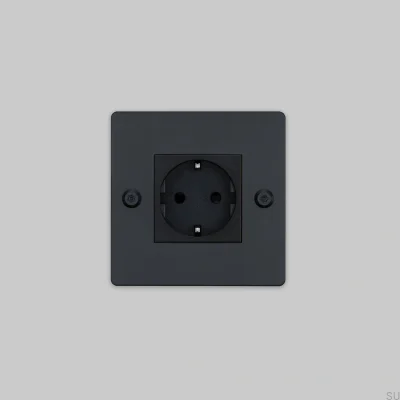 Einzelsteckdose ohne Logo Typ F Linear 1G Stahl Schwarz Europäischer Standard