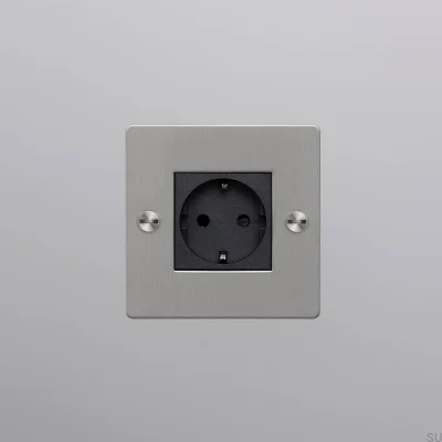 Einzelsteckdose ohne Logo Typ F Kreuz 1G Stahl Silber Europäischer Standard