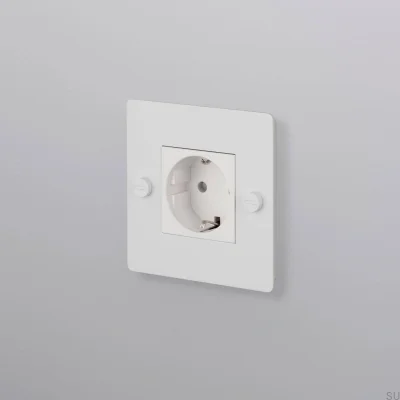 Einzelsteckdose ohne Logo Typ F Kreuz 1G Stahl Weiß Europäischer Standard