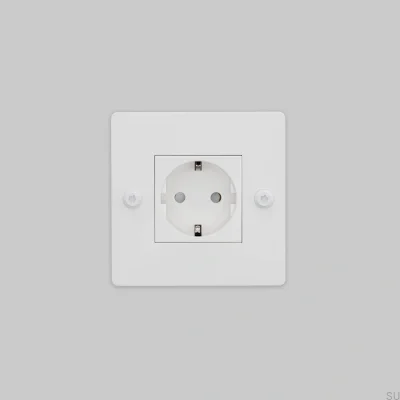Einzelsteckdose ohne Logo Typ F Linear 1G Stahl Weiß Europäischer Standard