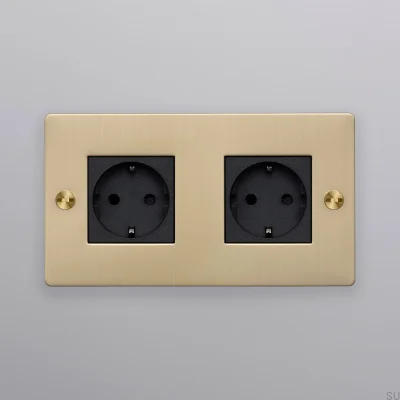 Doppelsteckdose Typ F Kreuz 2G Messing Europäischer Standard