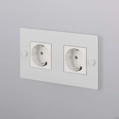 Doppelsteckdose Typ F Kreuz 2G Stahl Weiß Europäischer Standard