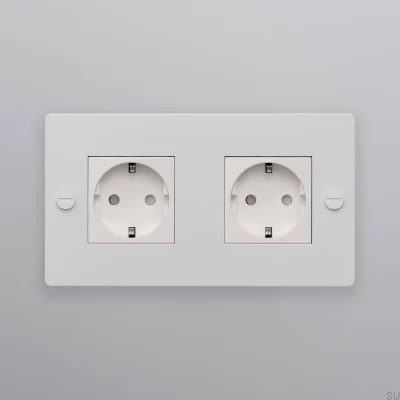 Doppelsteckdose Typ F Kreuz 2G Stahl Weiß Europäischer Standard