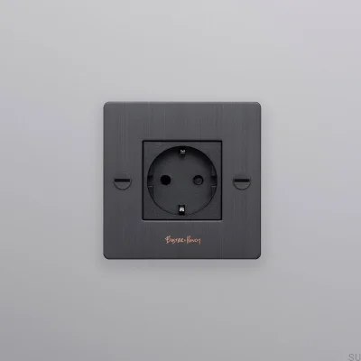 Einzelsteckdose mit Logo Typ F Kreuz 1G Messing, gebrannte Bronze, Europäischer Standard