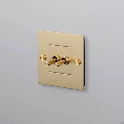 Doppelschalter ohne Logo, Kreuz 1G, Messing, Europäischer Standard