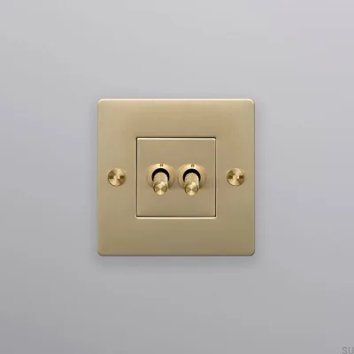 Doppelschalter ohne Logo, Kreuz 1G, Messing, Europäischer Standard