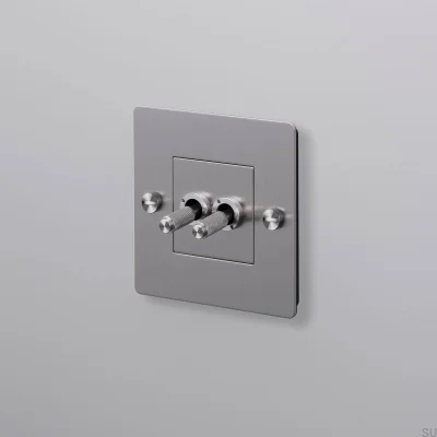 Doppelschalter ohne Logo, Kreuz 1G, Stahl, Silber, Europäischer Standard