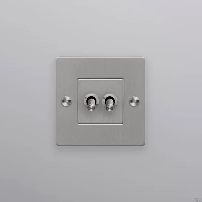 Doppelschalter ohne Logo, Kreuz 1G, Stahl, Silber, Europäischer Standard