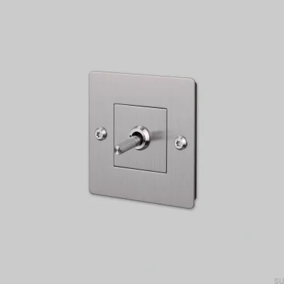 Einzelschalter mit Linear 1G-Logo, Stahl, Silber, Europäischer Standard