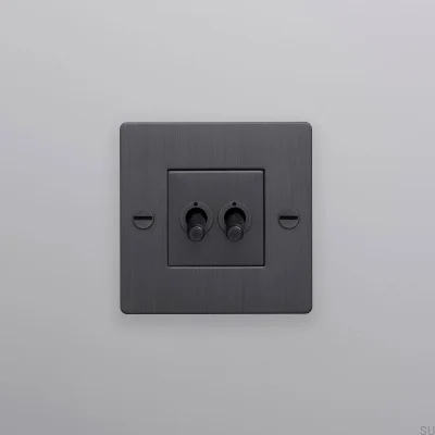 Doppelschalter ohne Logo, Kreuz 1G, Messing, Bronze, Europäischer Standard