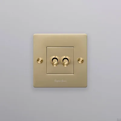 Doppelschalter mit Cross 1G-Logo, Messing, Europäischer Standard