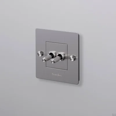 Doppelschalter mit Cross 1G-Logo, Stahl, Silber, Europäischer Standard