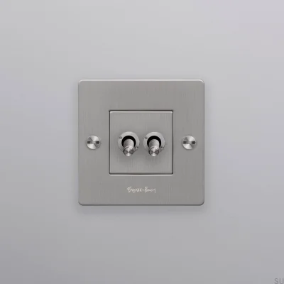 Doppelschalter mit Cross 1G-Logo, Stahl, Silber, Europäischer Standard