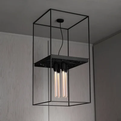 Gefangenes Kreuz 4.0 Stahl Schwarze Marmor Deckenleuchte