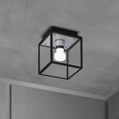 Gekapselte, nasse Deckenleuchte aus Stahl, silberfarben