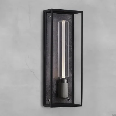 Wandleuchte mit Käfigdesign, Stahl, Gunmetal