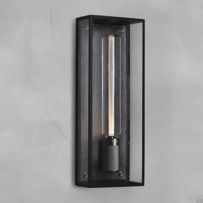 Wandleuchte mit Käfigdesign, Stahl, Gunmetal