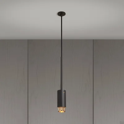 Auspuffkreuz-Pendelleuchte, Stahl, Graphit, Messing
