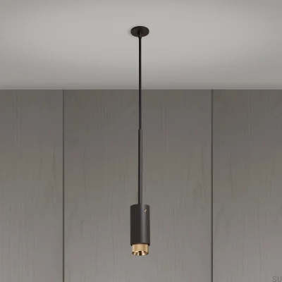 Auspuffkreuz-Pendelleuchte, Stahl, Graphit, Messing