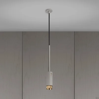 Auspuffkreuz, Stahlgrau, mit Messing-Pendelleuchte