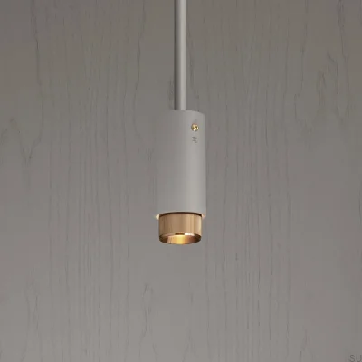 Auspuffanlage Linear Stahlgrau mit Messing-Pendelleuchte