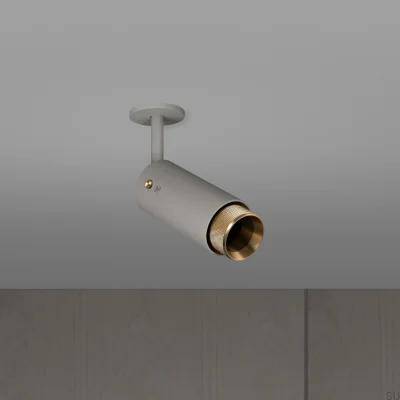 Auspuff-Querlenker-Scheinwerfer, verstellbar, Stahlgrau mit Messing