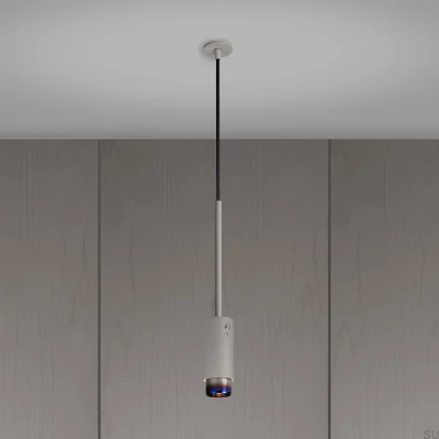 Auspuff-Pendelleuchte Linear Steel Gray mit gebranntem Stahl-Spotlight