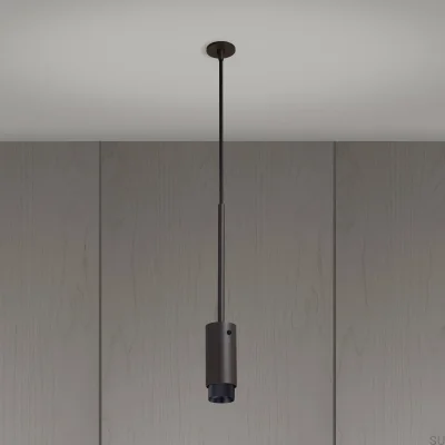 Auspuffkreuz aus Stahlgraphit mit schwarzer Pendelleuchte