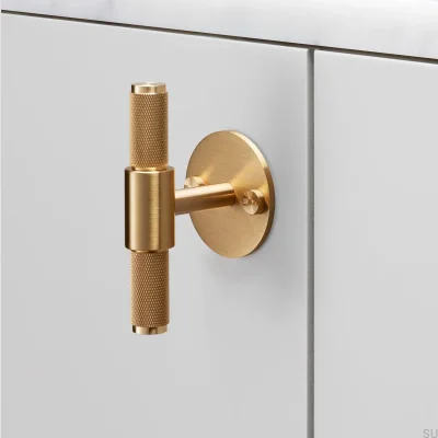 T-förmiger Möbelgriff mit Kreuzplatte, Messing 95