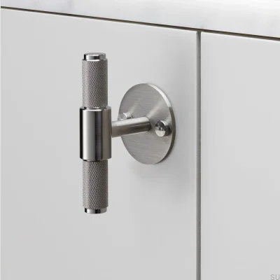 T-Griff-Möbelgriff mit Kreuzplattenpolster, 95er Stahl, Silber