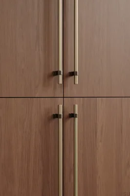 Bond 2x544 Aluminium, gebürstetes Gold mit antikbronzefarbenem, länglichem Möbelgriff