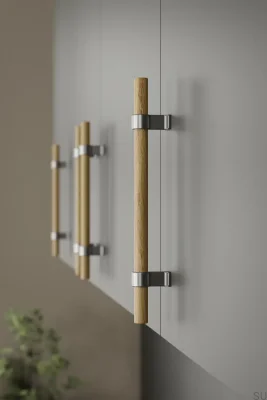 Bond Wood 320 Holz Eiche Silber Länglicher Möbelgriff