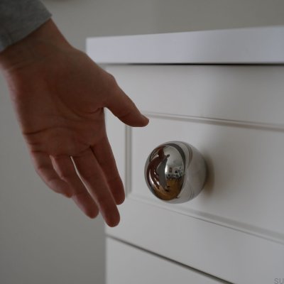 Möbelknauf Kugel 60 Stahl Silber Poliert