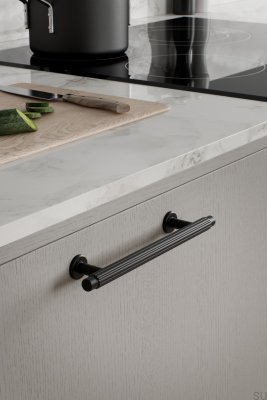 Villa 128 länglicher Möbelgriff, Metall, matt schwarz