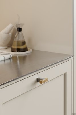 Möbelknopf Segment 44 Eichenholz mit Stahl