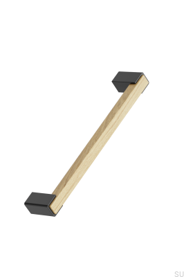 Langer Möbelgriff Segment 160 Eichenholz mit mattschwarzer Oberfläche