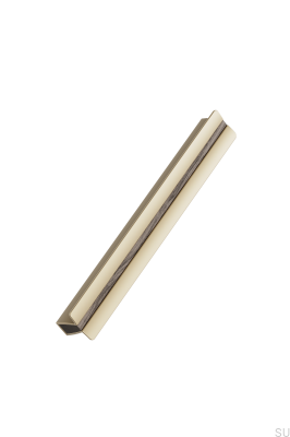 Papillon 160 länglicher Möbelgriff, mattgoldenes Aluminium mit Eichenholz