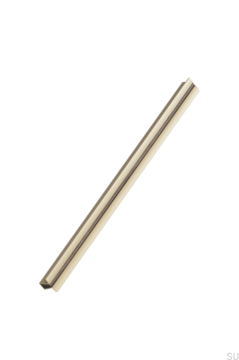 Papillon 320 länglicher Möbelgriff, mattgoldenes Aluminium mit Eichenholz