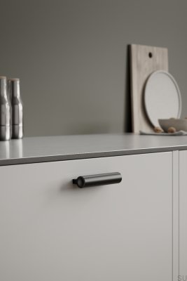 Lucente 64 länglicher Möbelgriff, Aluminium, matt schwarz